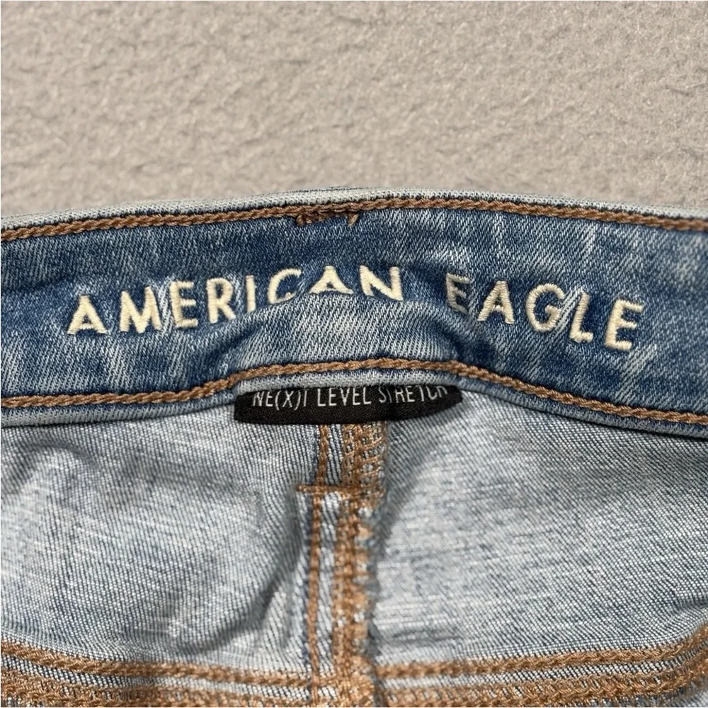 American Eagle Denim Super High-Rise Jegging Women 12 Light Blue Distressed - Picture 6 of 11